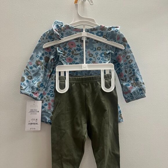 Carter's Just One You Baby Girls' Ditsy Floral Top & Bottom Set -Olive Green, 6M - Picture 3 of 3